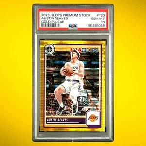 2023-24 Hoops Premium Stock Austin Reaves #120 Gold Pulsar 05/10 PSA 10 POP 1 - Picture 1 of 2
