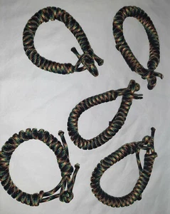 5 count - Paracord Survival Bracelet DESERT CAMO or RAINBOW friendship handmade - Picture 1 of 9