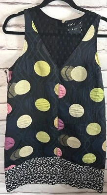 Maeve Women's Size M Black/Multicolor Polka Dotted Knee Length Sleeveless Dress Foto 1 de 4