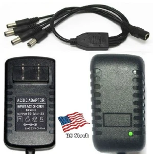 12V 1.5A AC/DC Adapter for CCTV Cameras / Home Electronics with 1-to-4 Splitter - Picture 1 of 9