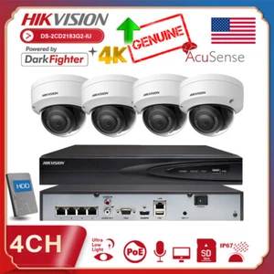 Hikvision 4K 4CH 4POE Security CCTV System Kit 8MP IP Camera AcuSense Dome Lot - Picture 1 of 22