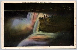 Postcard New York Niagara Falls NY American Falls by Illumination at Night - Picture 1 of 2