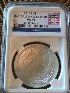 2014 P $1 BASEBALL HALL OF FAME NGC MS 69 - Picture 1 of 3