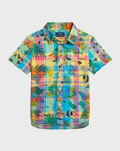 Polo Ralph Lauren Tropical Graphic Button Down Shirt Toddler Boys 3 Multi S/S - Picture 1 of 15