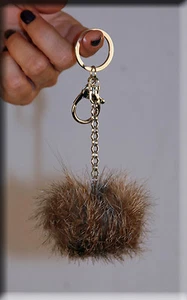 New Beige Nutria Fur Key Chain - Extra Large Size - Efurs4less - Picture 1 of 1