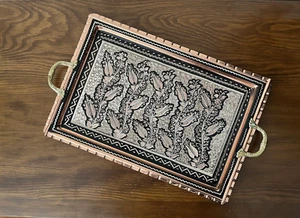 Copper Rectangular Coffee Tray, Turkish Copper Serving Tray, Copper Tray - Picture 1 of 13