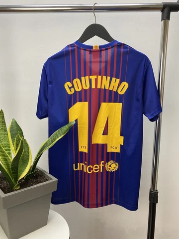Barcelona Replica 2017 2018 #14 Coutinho Home Soccer Jersey Size M Blue Cover