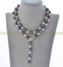 6-7mm White 11-12mm Black Natural Freshwater Pearl Beads Necklace Leaves Clasp