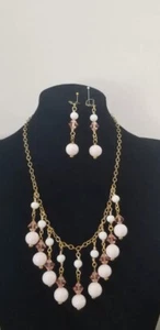 1940s, 50s Vintage Elements Chain, Wicked Pink Beads Demi Parure Set For You - Picture 1 of 10