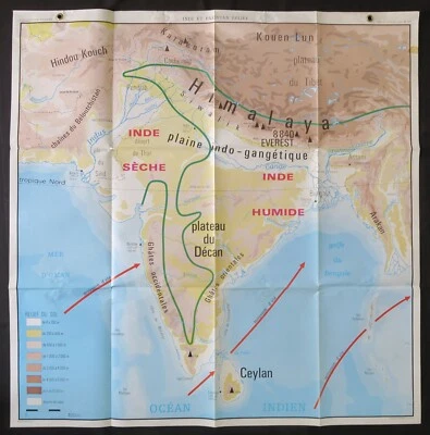 Mapa geográfico escuela INDIA PAKISTÁN CHINA ediciones RUSIGNOL - Imagen 1 de 2