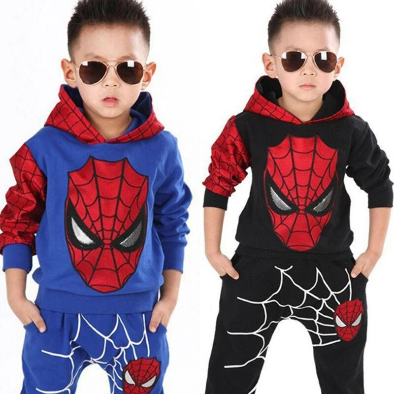 MARKENLOS Spiderman Kinder Trainingsanzug Jungen Kapuzenjacke Sweatshirt Hose Outfit Set