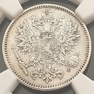 1907 L Finland 50 P , NGC AU details , nice silver coin # 1943, #62-16 - Picture 1 of 4