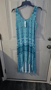 New York & Company High Low Dress Sleeveless Maxi blue teal Size Small NWT 407 - Picture 1 of 4