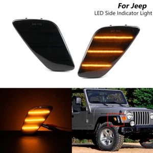 2x Schwarz LED-Seitenblinker Für Jeep Wrangler TJ 97-06 OEM# 55155628AC - Bild 1 von 10