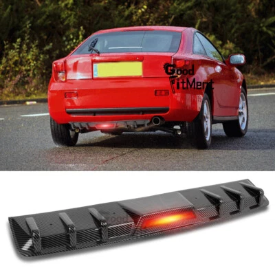 For Toyota Celica 2000-2005 Carbon Car Rear Bumper Diffuser Lip W/Red LED Light - Image 1 of 4