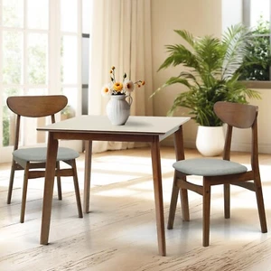Rattan Korbmöbel 3er Set Esszimmer Küche Quadratisch Tisch und 2 Yumiko Stühle - Bild 1 von 5