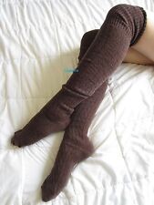 Brown Cable Knit Over The Knee High OTK Socks Thigh Hi Vintage Long School Girl