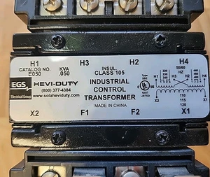 EGS Hevi-Duty No.E050 0.050 KVA Industrial Control Transformer 240V/480V To 120V - Picture 1 of 5