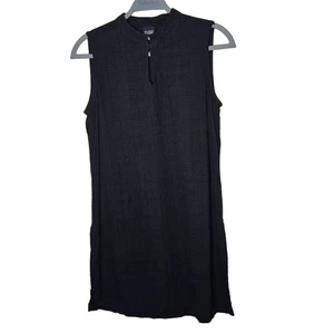 Eileen Fisher Sleeveless Side Slits No Pockets Black Dress Viscose Linen sz XS - Picture 1 of 9