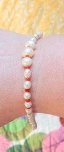 Vintage 1920s Coral & Pearl Bracelet. Sustainable. Handmade. Gift Wrapped. - Picture 1 of 5