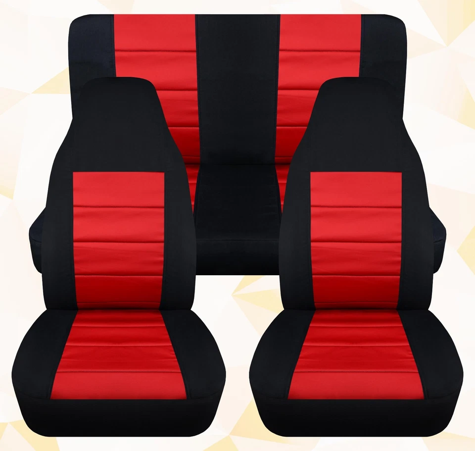 Fundas de asiento delanteras y traseras negras rojas algodón para Jeep Wrangler TJ 1997-2002 Foto 1 de 1