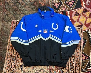 Vintage Logo Athletic Indianapolis Colts Jacket Mens XL Blue Full Zip Puffer NFL - Picture 1 of 7