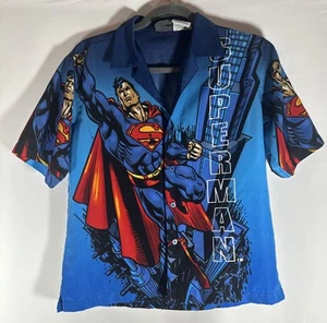 Vintage Warner Bros. Superman Button-Down T-Shirt Boys Size Large - Picture 1 of 11