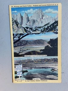 Unposted Vintage Linen Inyo County California Mt, Whitney Death Valley Postcard - Picture 1 of 2
