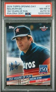 2019 Topps Opening Day Nolan Ryan HOF Signed Baseball Card PSA 8 DNA Auto 10 - Picture 1 of 3
