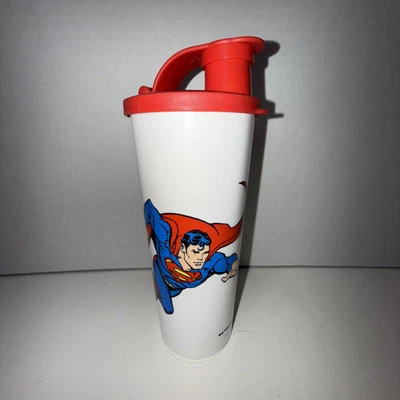 Superman Clark Kent DC comics 16oz tumbler drink bottle w/cap cover, Tupperware - Image 1 of 4