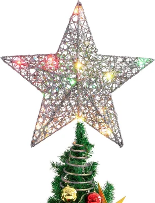 - Puntale per Albero Di Natale a Forma Di Stella Glitterata, 25 X 30 Cm, Colore: - Immagine 1 di 4