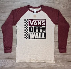 New! Vans Off The Wall Raglan Long Sleeve T-Shirt Maroon & Gray Mens Small NWT - Picture 1 of 5