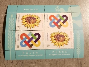 ROMANIA PEACE THE HIGHEST VALUE OF HUMANITY MINIATURE SHEET MNH - Picture 1 of 1