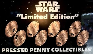 Disney World Smashed Pressed Enlongated Penny Set 8 Star Wars Logo R2 D2 Luke - Bild 1 von 1