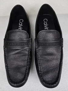 Calvin Klein Mens Oliver 9 Black Flats Slip On Casual Shoe Gross Grain Driver - Picture 1 of 24