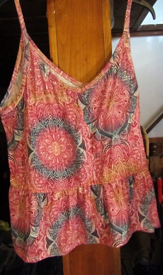 SOMBRA DE OJOS VERANO MUJER GRANDE (L) ROJO/AZUL/BLANCO MOSAICO CAMISETA SIN MANGAS NUEVA CON ETIQUETAS Foto 1 de 3