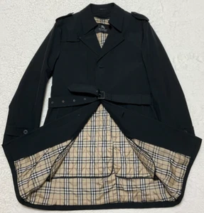 Burberry Black Label Men's Trench Coat w/Liner Black Polyester size L Fast Ship - Picture 1 of 19