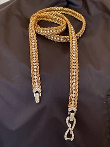 Signed Vintage ~ BOUCHER ~ Rhinestone Gold Tone Belt Figure 8 Closure - Picture 1 of 12