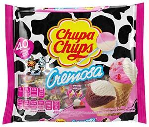 Chupa Chups Pops Cremosa Ice Cream Flavor 40 Count - Strawberry Ice-cream Fla