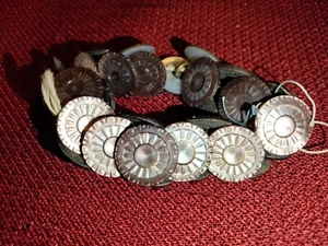Antique nice Victorian abalone shell copper shank buttons 30+ translucent purple - Picture 1 of 11