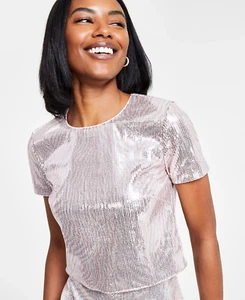 MICHAEL MICHAEL KORS Women's Sequined Zebra-Print Cropped Top $125 Size: XL - Picture 1 of 3