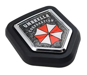 Umbrella corporation flag Car Truck Black Shield Grill Badge chrome emblem - Foto 1 di 12