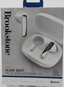 Brookstone Sleek Beat True Wireless Earbuds White - NEW - Picture 1 of 3