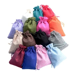 Diez X Bolsas de Lino Natural Bolsas de Regalo de Boda Bolsa de Joyería Bolsa 11.5cm X 8.5cm - Imagen 1 de 13