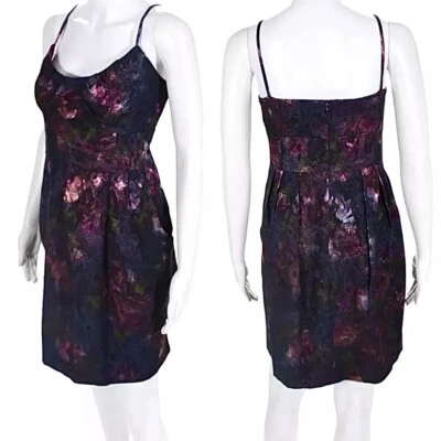 Nanette Lepore Metallic Purple Dress Size 12 Sleeveless Pockets Celestial Party - Image 1 of 4