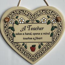 Teacher Plaque Ceramic Heart Tile Hanging 6” X 6” Trinity Pottery Made In USA