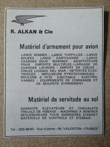 3/1969 PUB R ALKAN VALENTON FLUGZEUG BEWAFFNUNG PYLON BOMBENSTÄNDER KÖDER FRANZÖSISCHE ANZEIGE - Bild 1 von 1