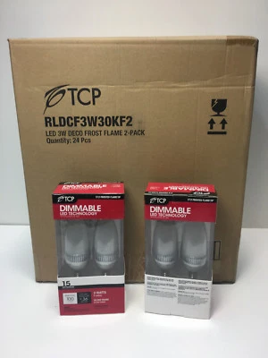 TCP LED Frosted Flame Tip Dimmable E12 15 Watt Equivalent Full Case (48) Bulbs  - Image 1 of 4