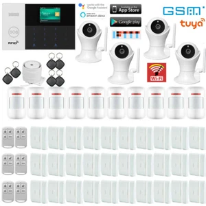 T14 Tuya Alexa APP WiFi GSM GPRS Sistema di allarme di sicurezza domestica wireless + 4 telecamere HD - Foto 1 di 12