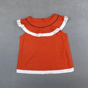 JANIE and JACK Top Orange White Ruffle Blouse Girls Size 10 Sleeveless - Picture 1 of 7